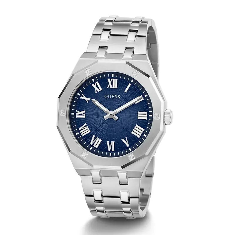 Guess Asset Blue Sunray Dial Silver-tone Men's Watc- GW0575G4